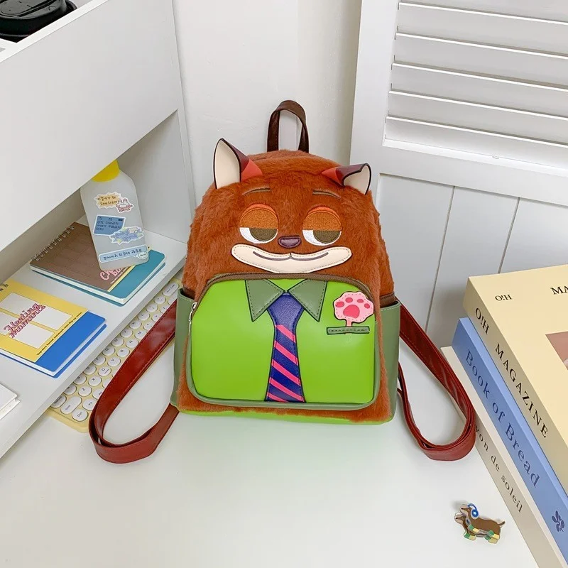 

3D Cartoon Nick Fox Judy Rabbit Plush Doll Backpack Korean Style Cute Stylish Soft Furry Backpack For Girls Daily Casual Travel