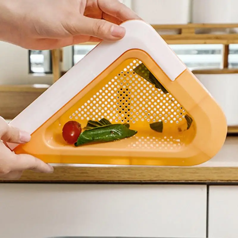 Kitchen Triangular Drain Basket Sink Storage Rack No Punching  Sink Holder Retractable Storage Basket Kitchen Accessories