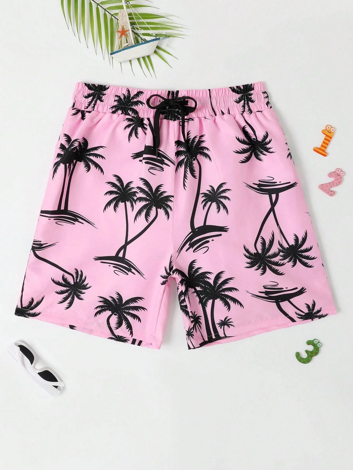 Coconut Tree Drawstring Men\'s Beach Short Men\'s swim Trunks Elastic Waist 3D Print Gradient Breathable Short Streetwear Polyster