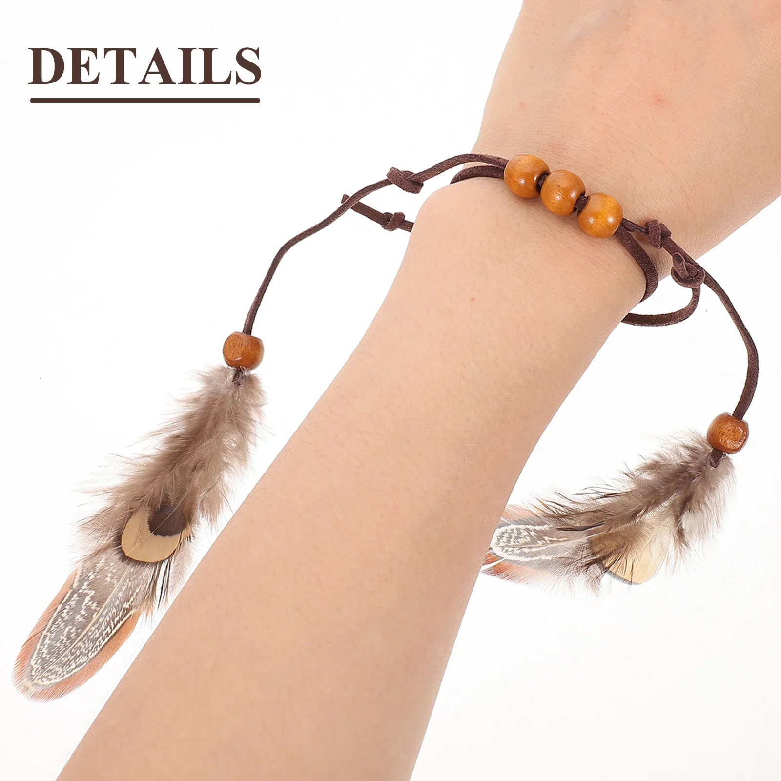 

Headb Bracelet Set Plume Hair Accessories Bohemian Style Women Costume Photography Party Wedding Festivals