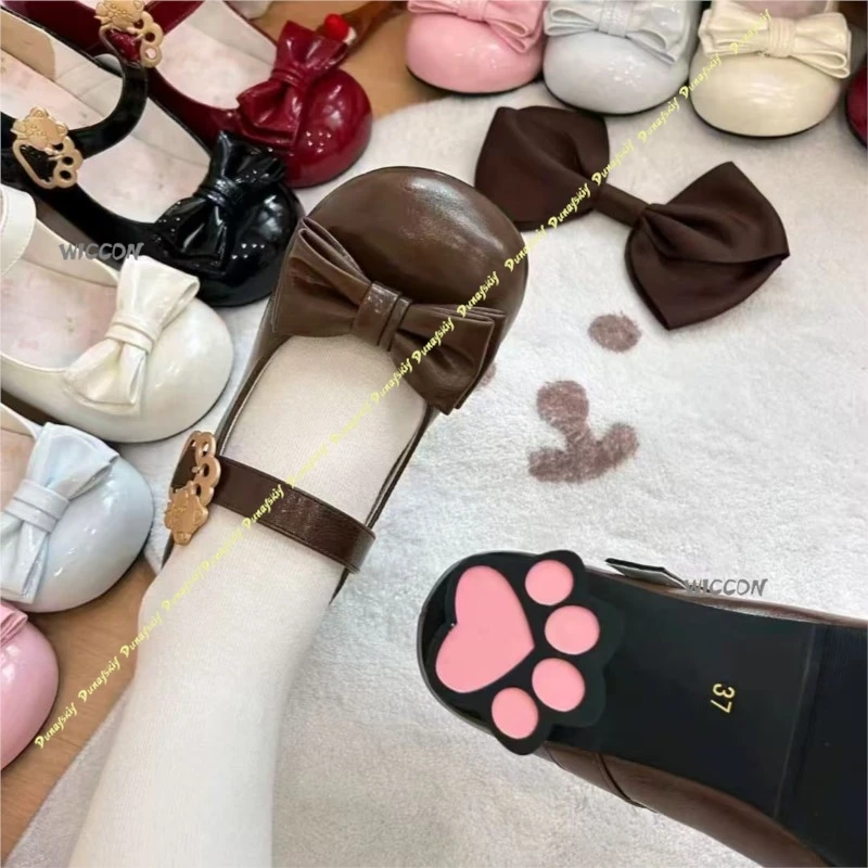 

New Round-toed Mid-heel Lolita shoes with Claws Elements Cat PAWS Left Marks Sole Shoe Cos Prop Girl Dress Accessorie Christmas