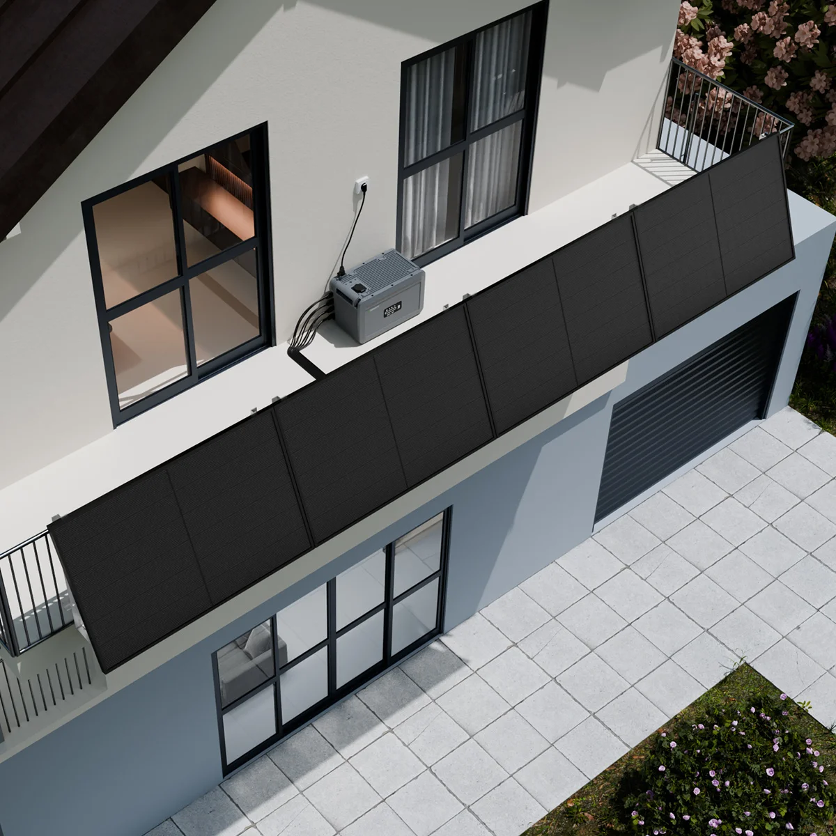 2000W Balkonkraftwerkset Bifacial mit Speicher Growatt NEXA 2000 Solarspeicher All-in-One 2048Wh LiFePO4 Akku mit 4 MPPT 2600W PV-Eingangsleistung für PV Anlage