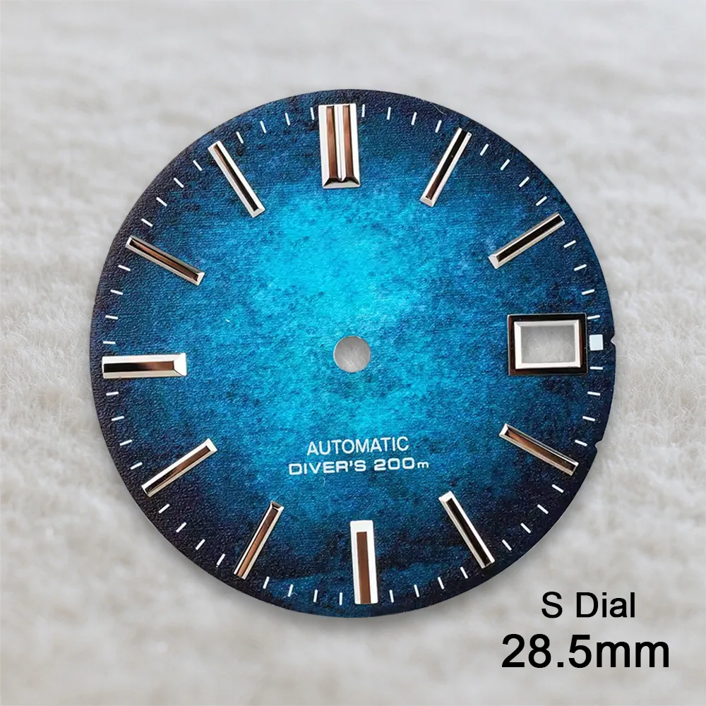 New Styles 28.5mm S Logo Gradient matte Dial Fit NH35/NH36 Movement No Luminous High Quality Watch Modification Accessories