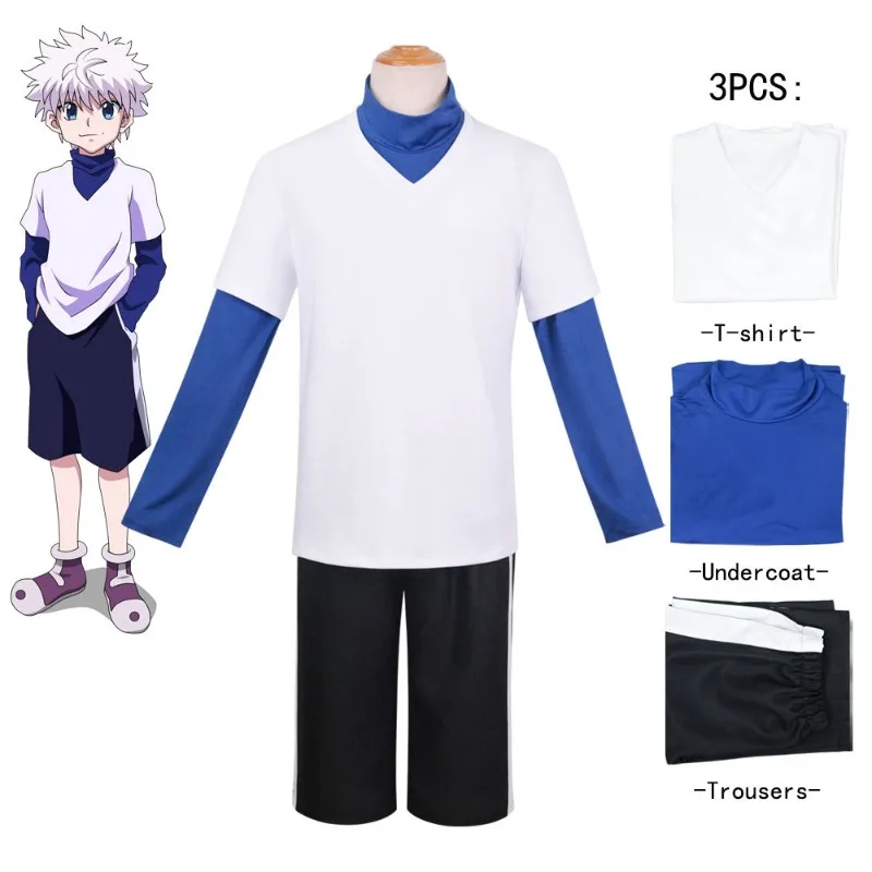 

Anime Hunter X Hunter Killua Zoldyck Cosplay Costume Top Pants Uniform Full Set Halloween Christmas Party Role Play Men