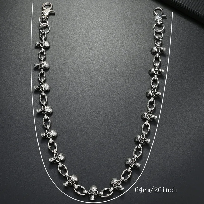 الرجال دراجة نارية المفاتيح جان السائق محفظة أحزمة سلسلة الجمجمة سحر القوطية روك الجمجمة السراويل السراويل الخصر مفتاح الرجال BL48 #6