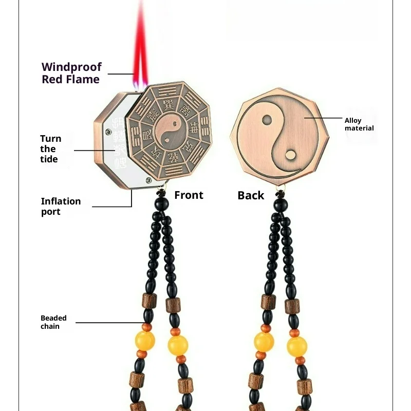 الصينية باغوا الرسم يندبروف لهب أحمر البوتان الغاز أخف في الهواء الطلق المحمولة حبة سوار شخصية ولاعات التدخين الهدايا