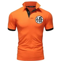 Summer Fashion Goku T-Shirt For Man Solid Color Lapel Print Short-Sleeved Top Youth Casual Creative Slim Man's Clothes