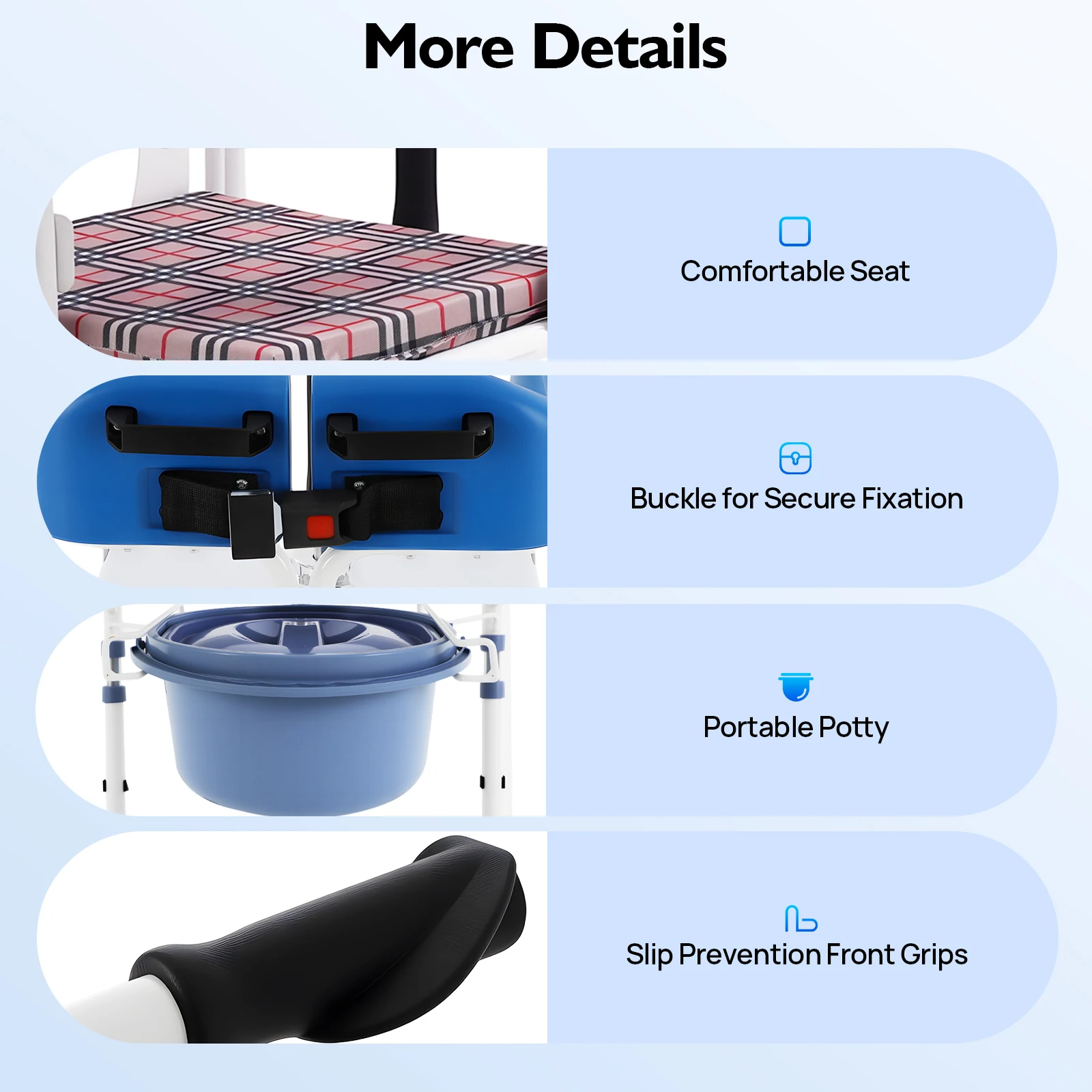 كرسي التمريض الهيدروليكي لرفع المريض بعجلات (فرامل) ومسند ظهر ناعم، ارتفاع قابل للتعديل لكبار السن والمعاقين