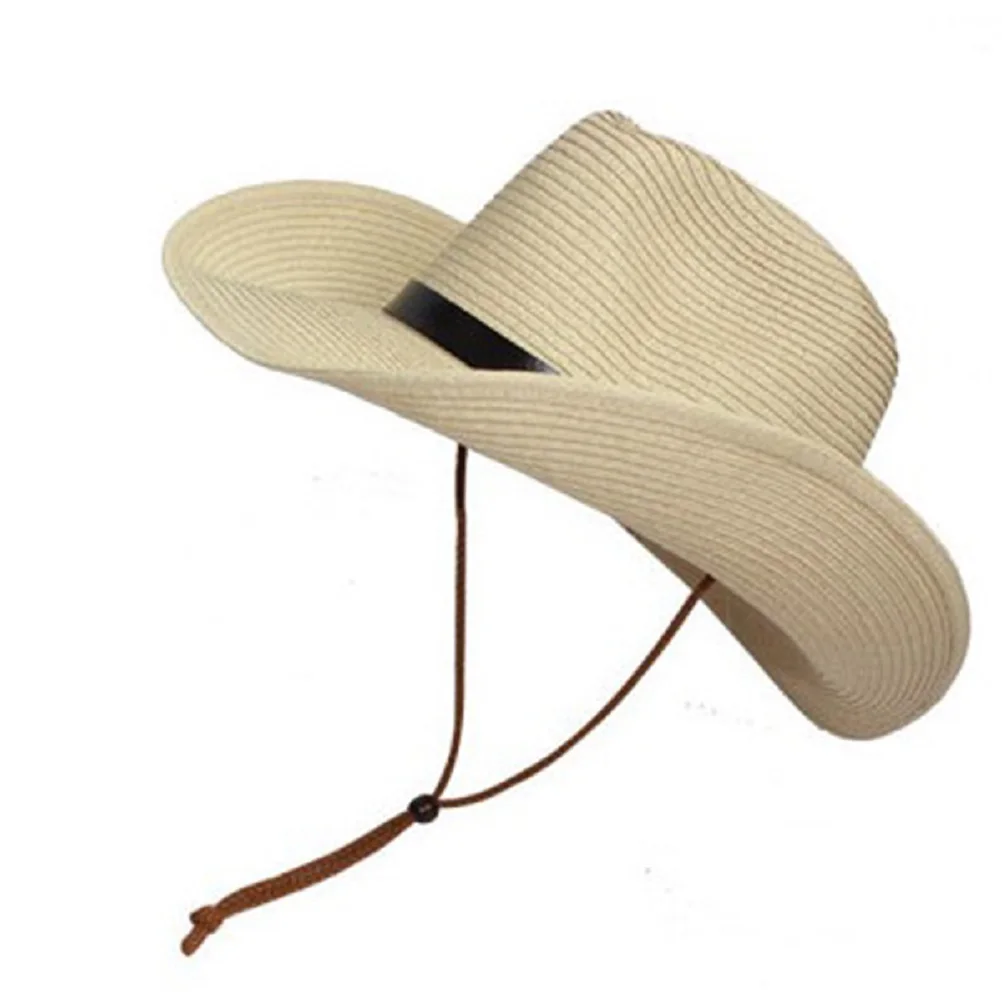 

Beige Men Wide Brim Straw Hat Summer Beach Sun Floppy Foldable Portable Soft Lightweight Breathable Gardening Hiking Camping