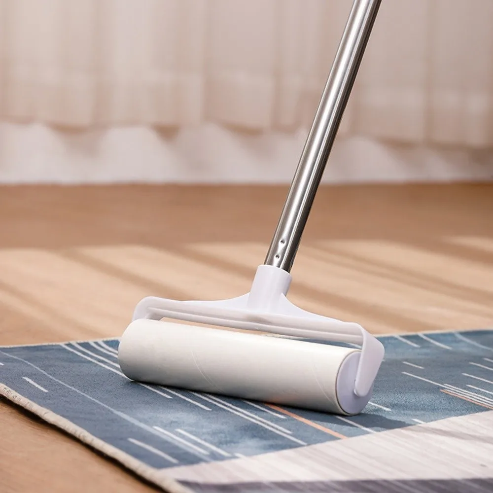 Tearable Long Handle Lint Roller Brush Telescopic 19/24cm Pet Hair Remover Roller Scalable Cleaning Rollers