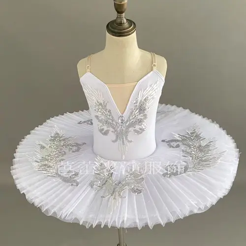 Imagen 2 del producto Falda tutú De Ballet para niña, Vestido De actuación De baile Cygnet para niños, falda De panqueque, Vestido De Baile blanco con lago De los cisnes