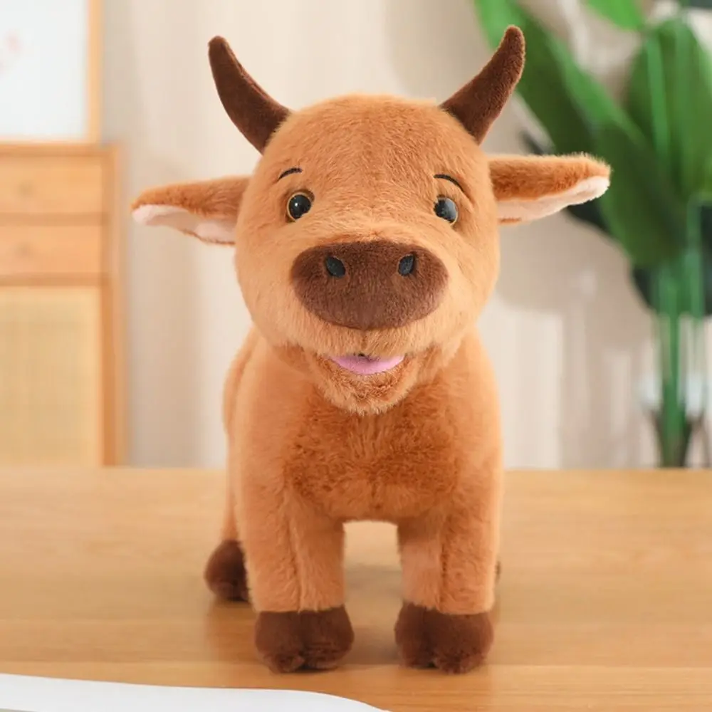 Cute 25-60 CM Cow Companion Super Soft Cartoon Calf Simulation Solid Color Buffalo Desk