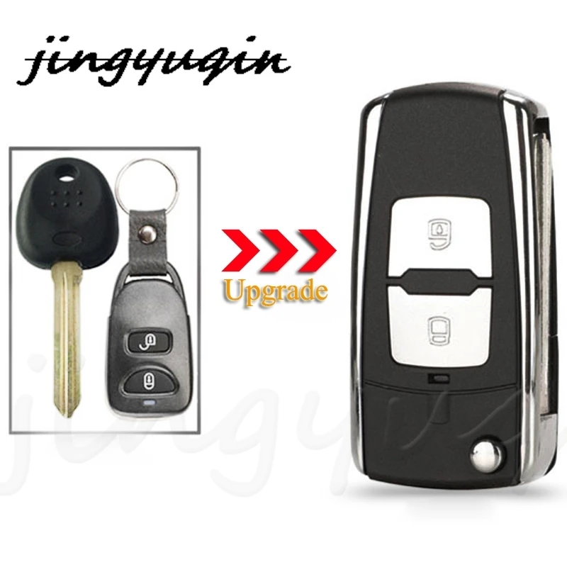 jingyuqin 2  BTN Replacement Modified Flip Folding Remote Car Key Shell Case For Hyundai Santafe Trajet XG Terracan Avante XD