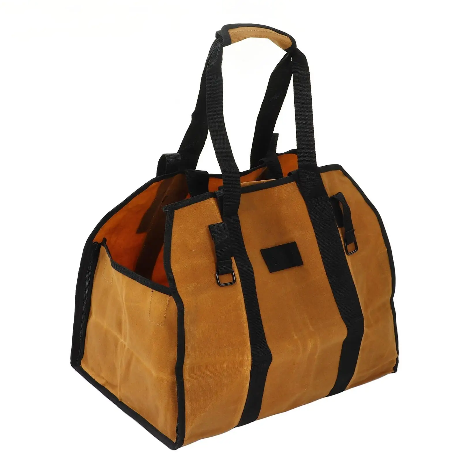 for country Trip Firewood Carrier Bag Large Capacity Wet Wax Canvas Tear Resistant Log Tote Clay Color