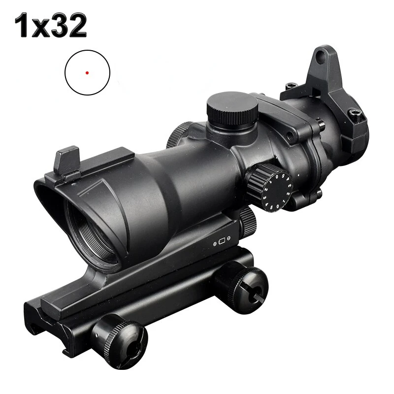 1X32 ACOG Tactical Red Dot Sight Optical Compact Riflescope Red Dot Hunting Scopes Fit 20mm Rail