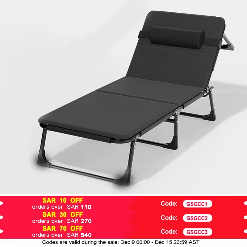 Adjustable Reclining Patio Chair with Cushion Oversized Lounge Chair for Outside with Headrest Folding Camping Chair