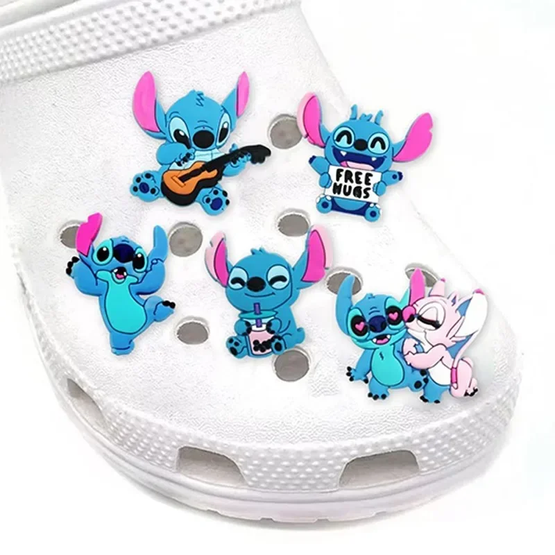 MINISO Disney 8PCS Stitch Shoe Charms For Shoe PVC Cartoon Characters Stitch DIY Shoe Decorations