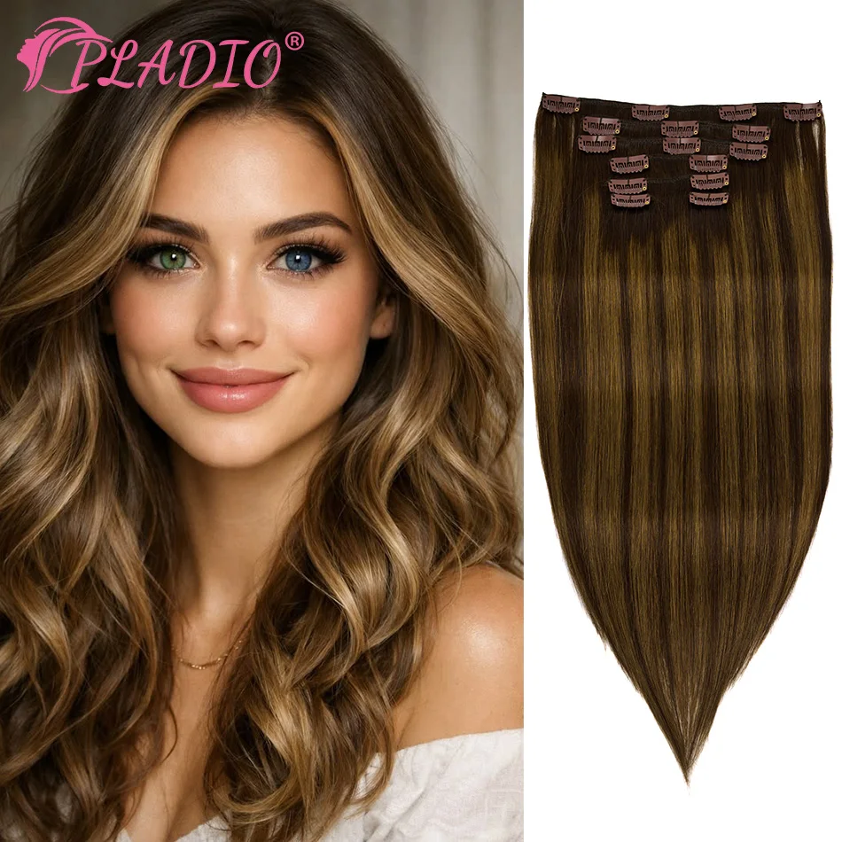 

Накладные пряди PLADIO T2/2/6 из натуральных волос Реми, 7 шт., 14-26 дюймов, прямые, невидимые, для женщин [шелковистые, не спутываются]