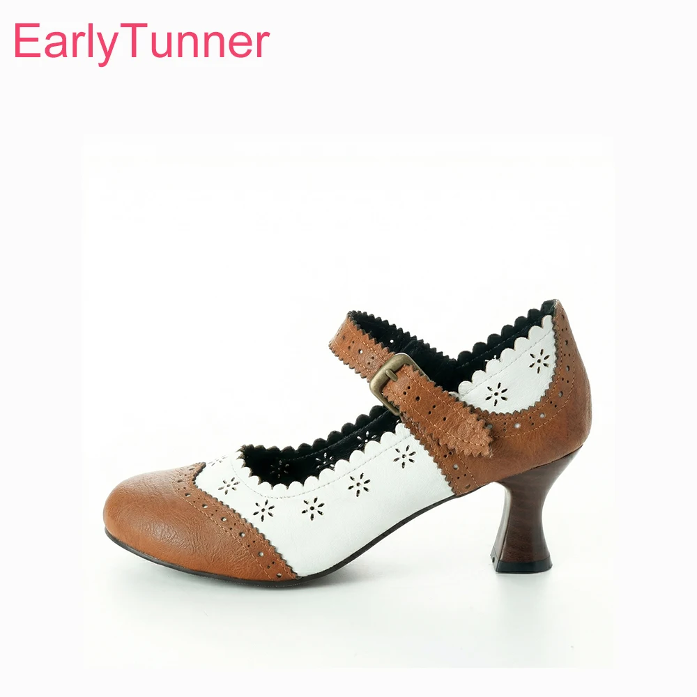 

2026 Spring Mary Janes Shoes for Women 6cm Kitten High Heel Lady Dress Pumps Plus Small Big Size 13 32 46 50 Eyelet