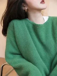 Autunno inverno nuovo girocollo maglione di cashmere femminile sciolto versione coreana pigro vento lana lavorato a maglia fuori indossare maglione addensato