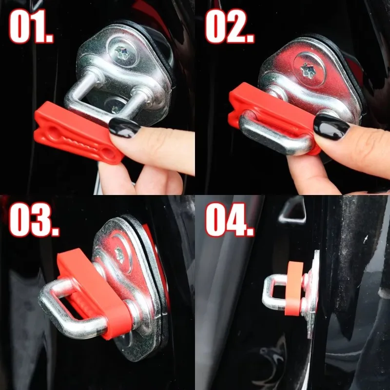 Amortecedor Universal para Fechadura de Porta de Carro, Almofada Antirruído, Vedação de Silicone Elástico, Acessórios para Amortecimento de Fechamento de Portas Automotivas