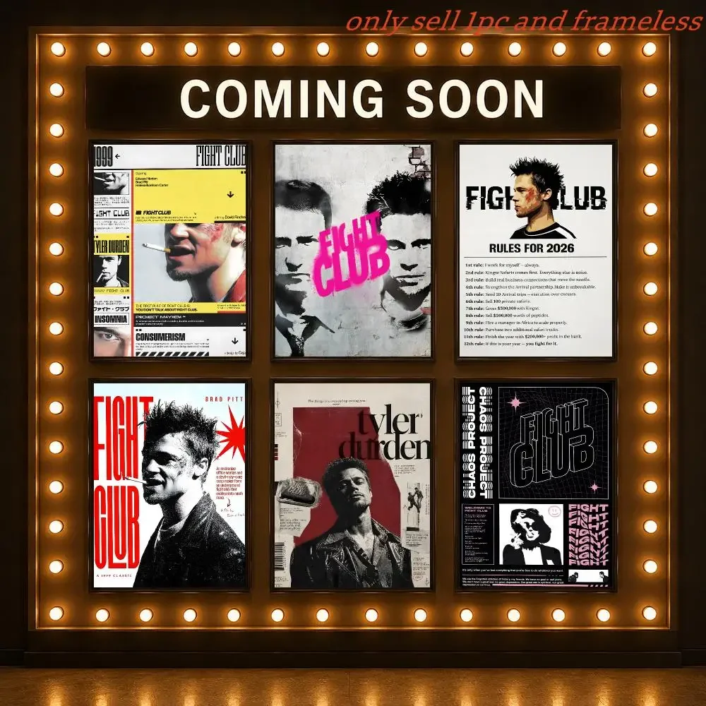 Movies Classic Films F-Fight Club Poster Art painting with prints Home bedroom bar Outdoor places living room decoration gift