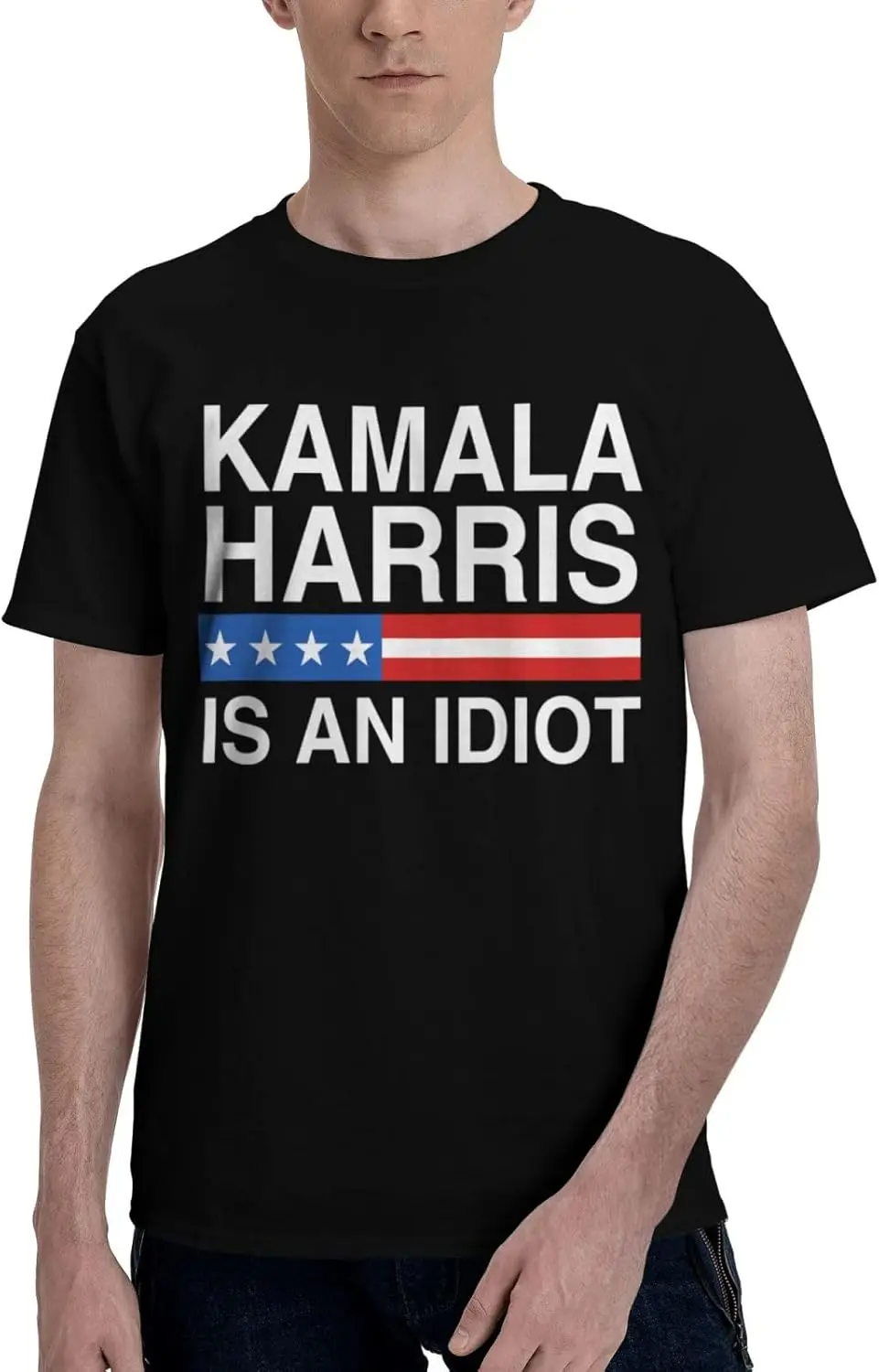 Kamala Harris is an Idiot F K Kamala Harris Men's T-Shirt Classic Short Sleeve Tees Cotton Shirt