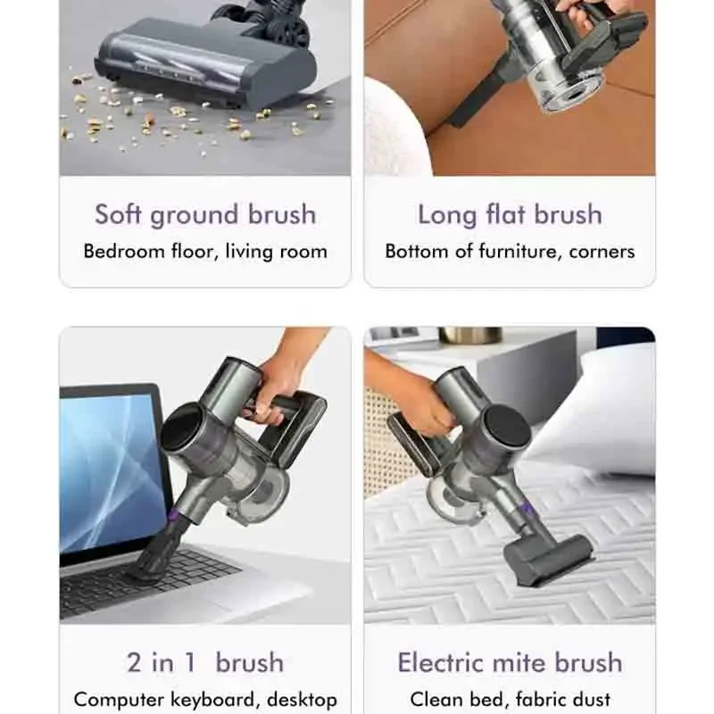 Handheld Vacuum Cleaner Wireless 28kPa Powerful 8 in 1 Electric Vacuum Sweeper LED Display Cordless Remove Mite Dust Cleaner New