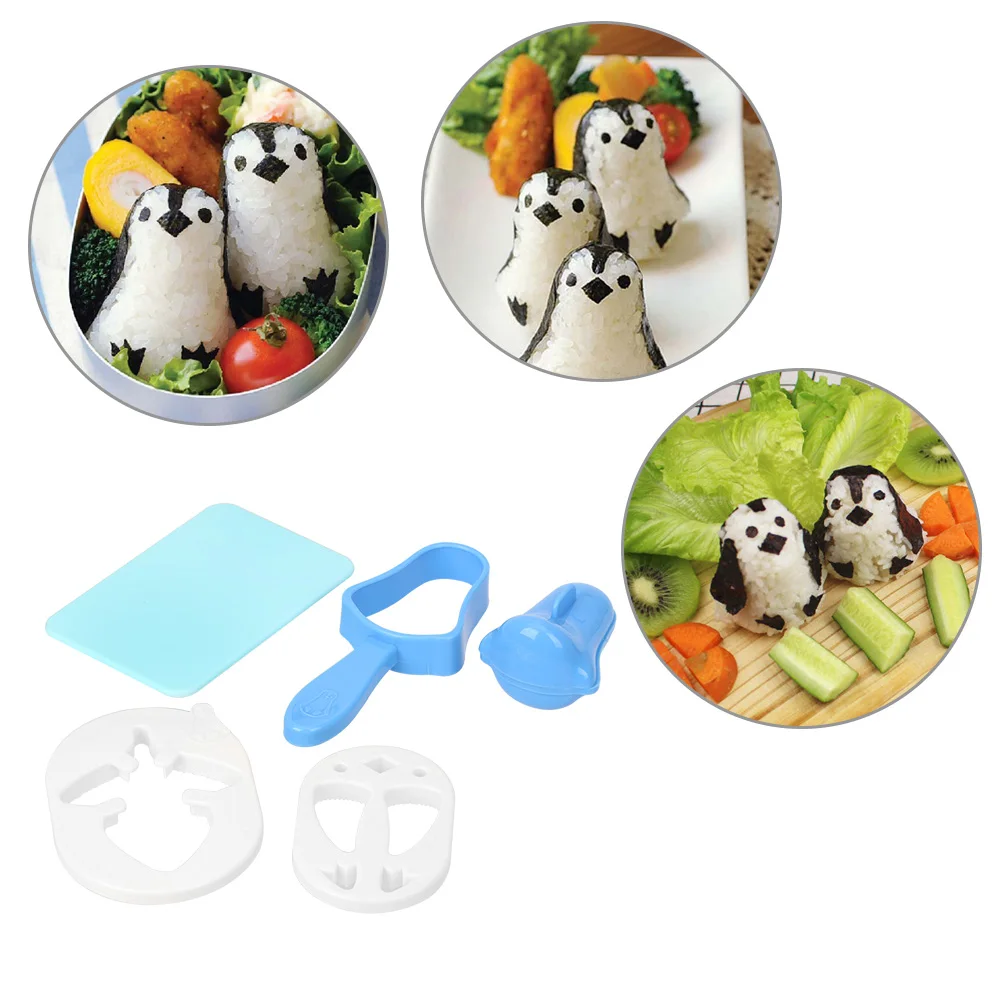 HILIFE Cooking Tools Sandwich Rice Ball Mould 1 set Sushi Nori Punch Pad Plastic Penguin Sushi Maker Mold Bento Tool