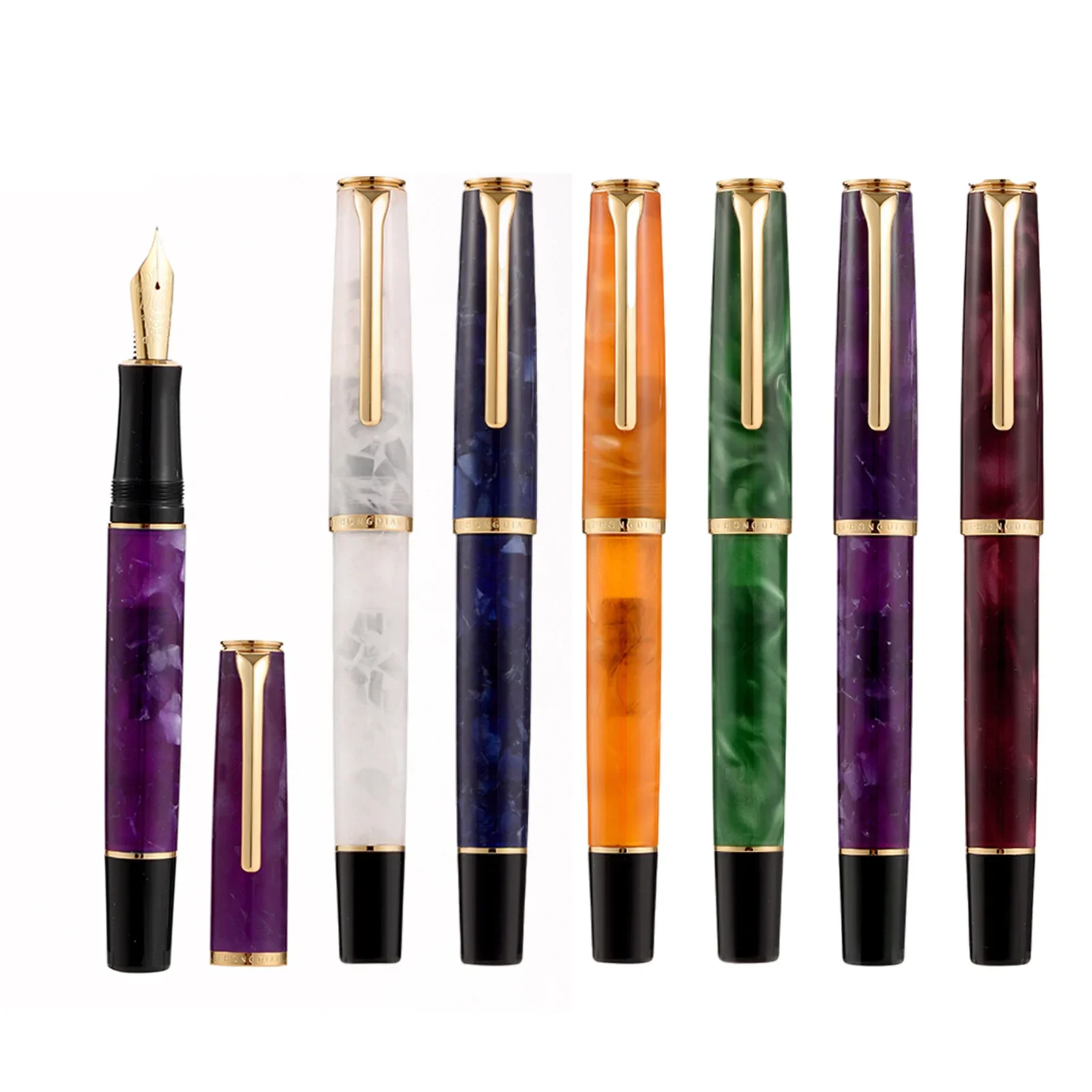 Hongdian N12 Fountain Pen EF F Nib High-end Acrylic Gift Pen for business student Piston writing ink pens school office supplies