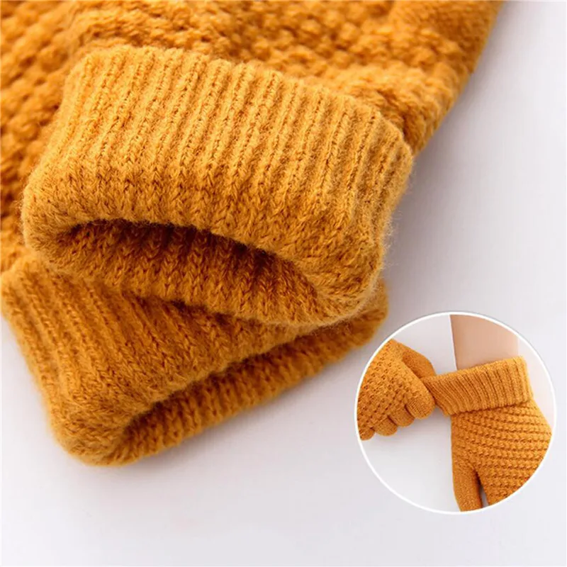 Winter Touch Screen Gloves Women Men Warm Stretch Knit Mittens Imitation Wool Full Finger Guantes Female Crochet Luvas Thicken