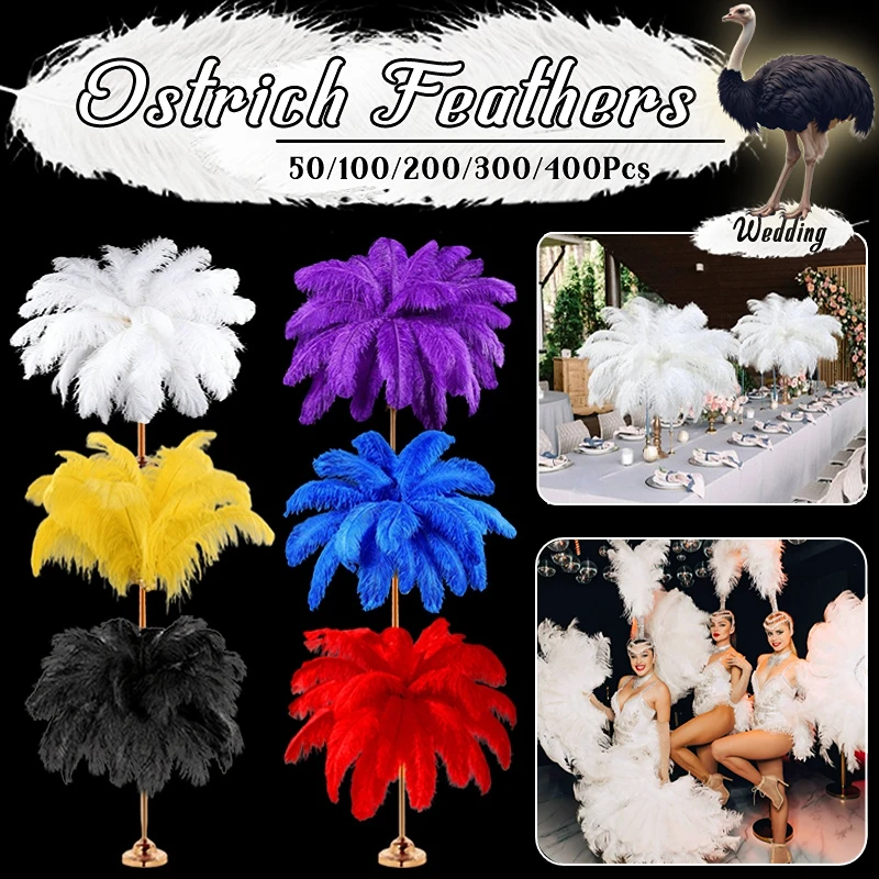 

50-400Pcs 25-45CM Large White Ostrich Feathers Bulk Black Ostrich Feathers for Crafts Wedding Party Decor Centerpieces Decor