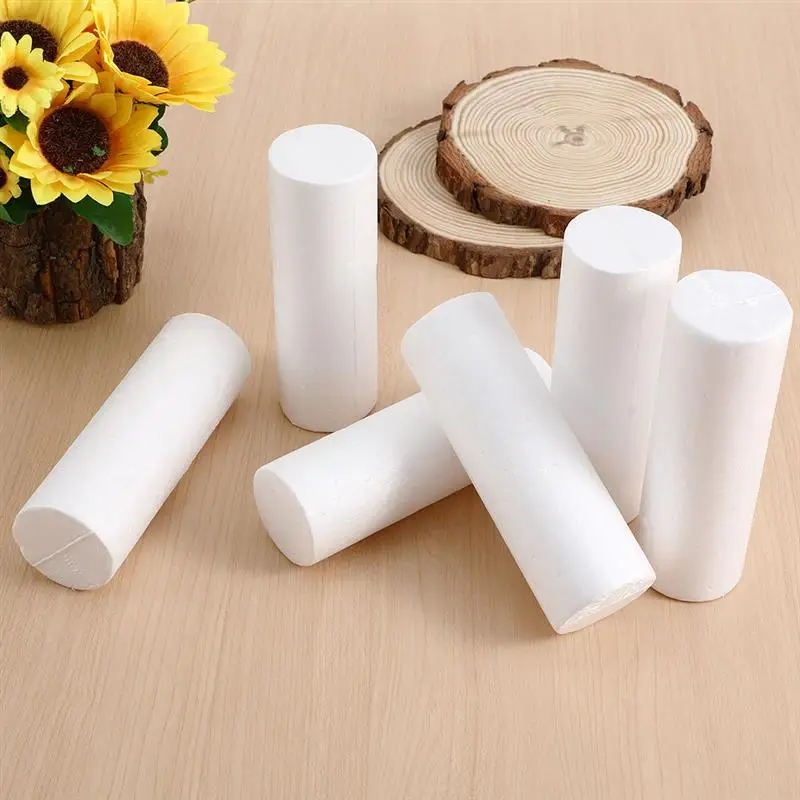 

6Pcs Foam Cylinder Foams paintable Pillar DIY White Modelling Crafts flower arrangement Cylinder Ornaments Christmas Party decor