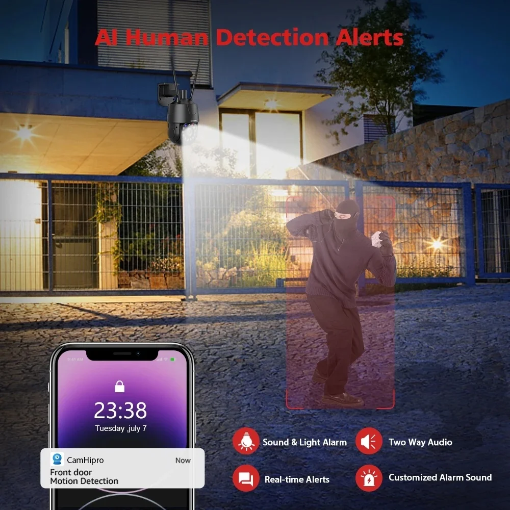 Optical 30X Zoom Wifi PTZ Camera 4K 8MP Smart AI Human Detection POE 4G CCTV IP Camera Security Protection Metal Body IP67