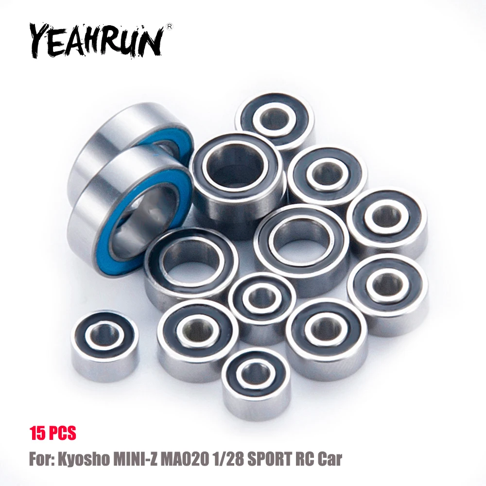 YEAHRUN 15Pcs Metal Wheel Hub Axle Sealed Bearing Kit for Kyosho MINI-Z MA020 1/28 Sport RC Car Upgrade Replacement Parts