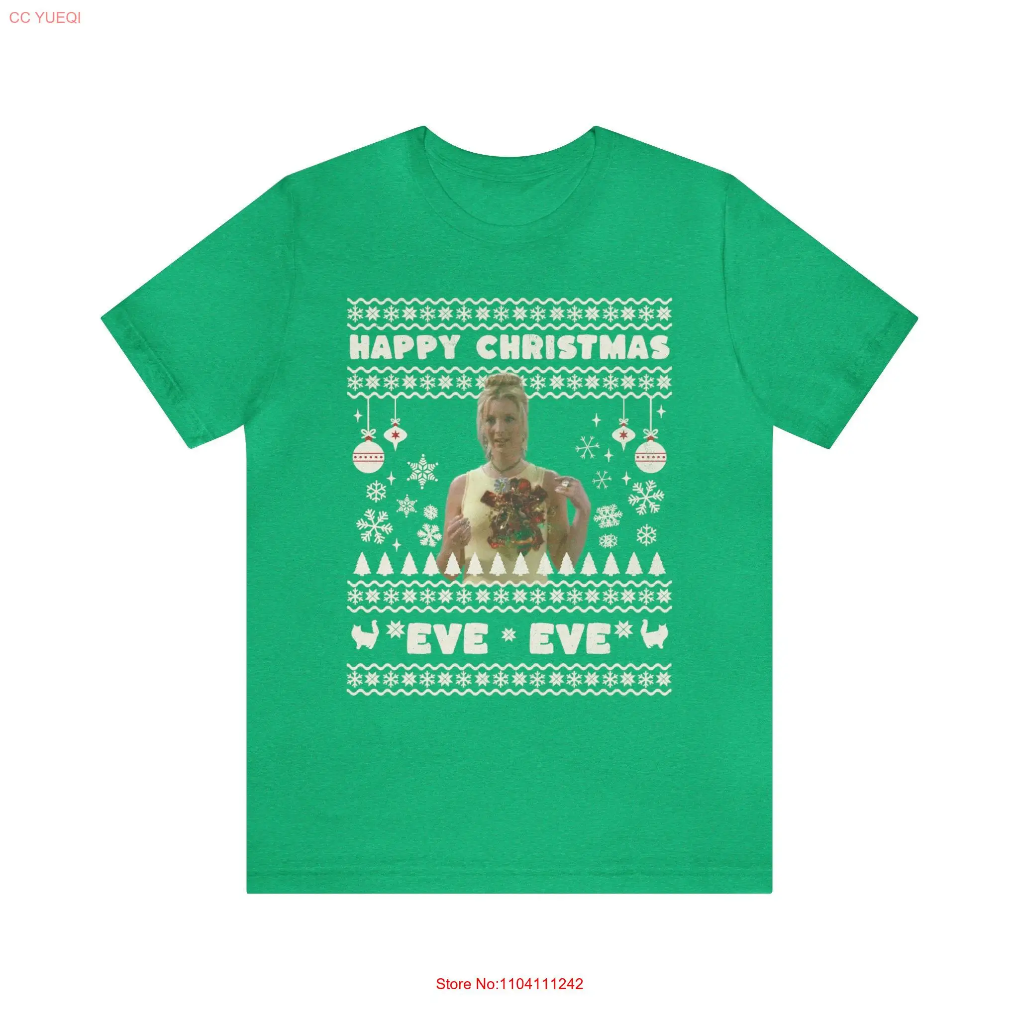 Happy Christmas Eve Phoebe Friends 1990's Lisa kudrow gift holiday fun T Shirt long or short sleeves