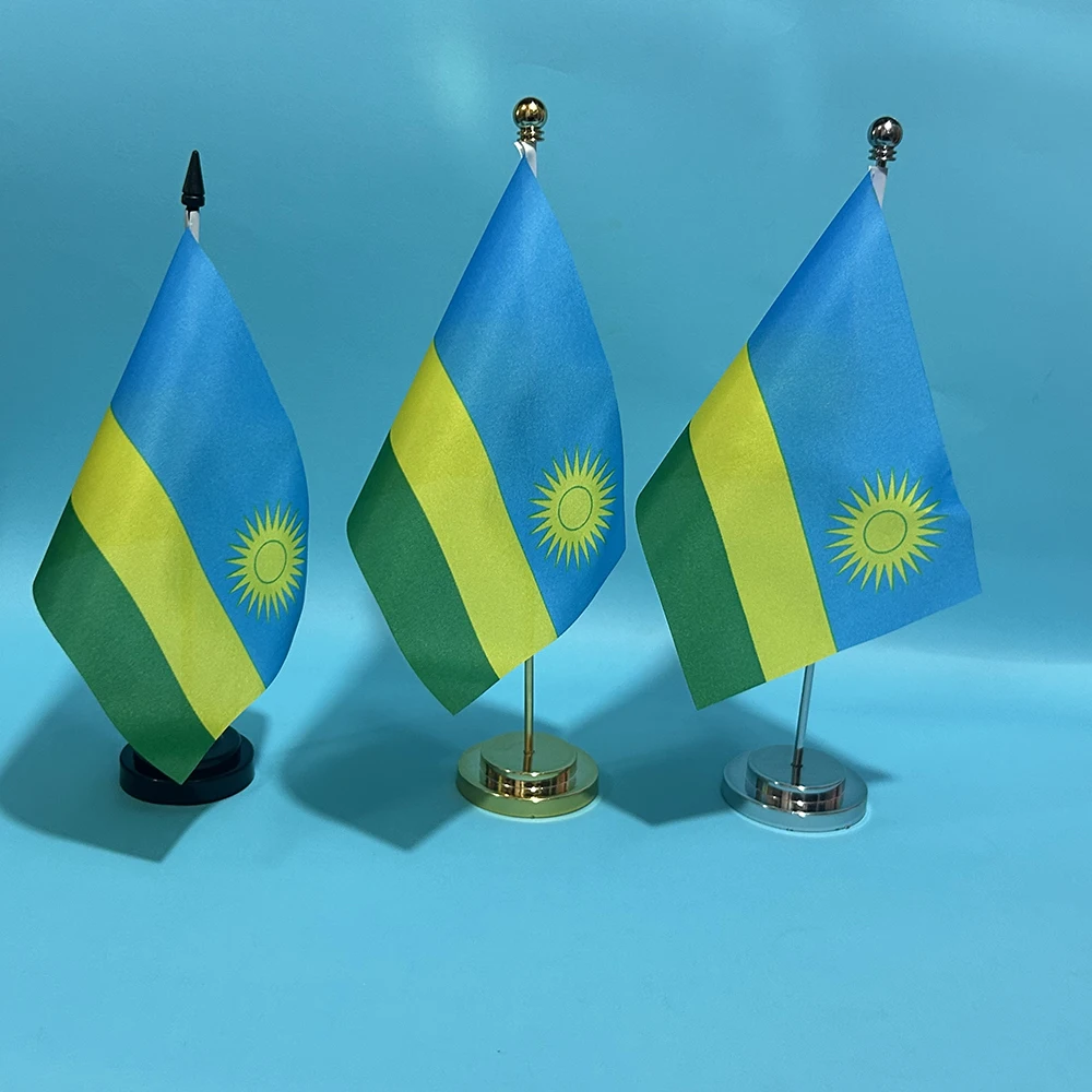 Office Desk Small Flag of Rwanda Flag 14x21cm Polyester Table Banner Rwanda National Flag Desk Ornaments Flags