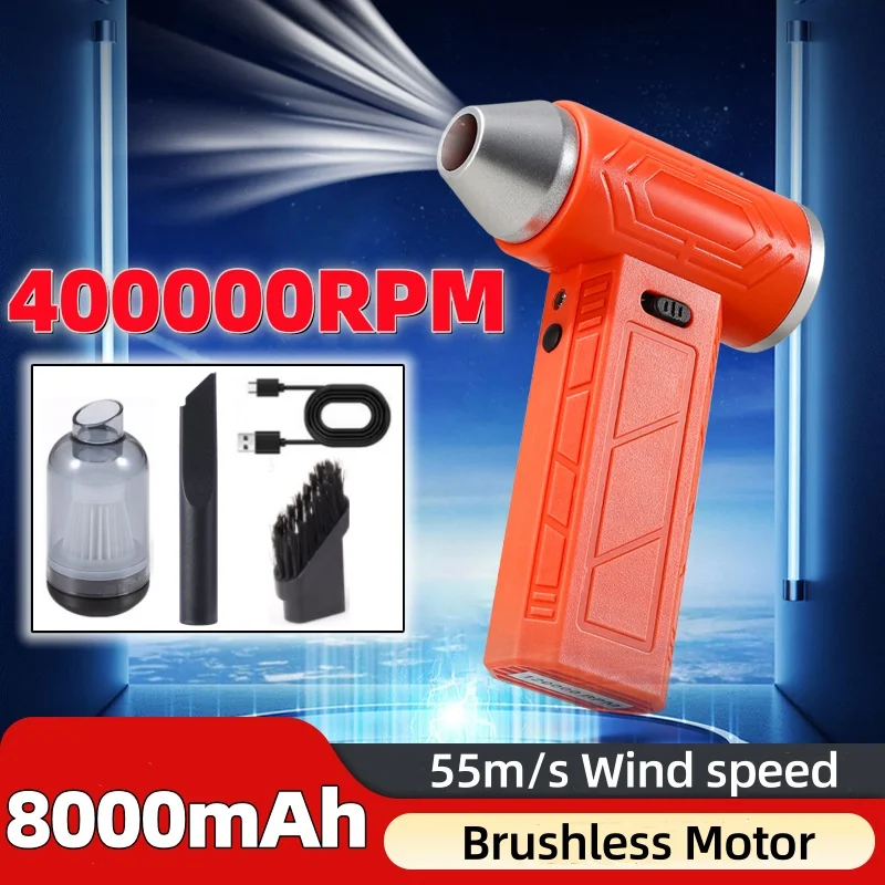 

Turbo Jet Fan 400000RPM Wind Speed 55m/s Portable Fan Air Blower Outdoor Camping BBQ Powerful Blower Keyboard Dust Cleaning Tool