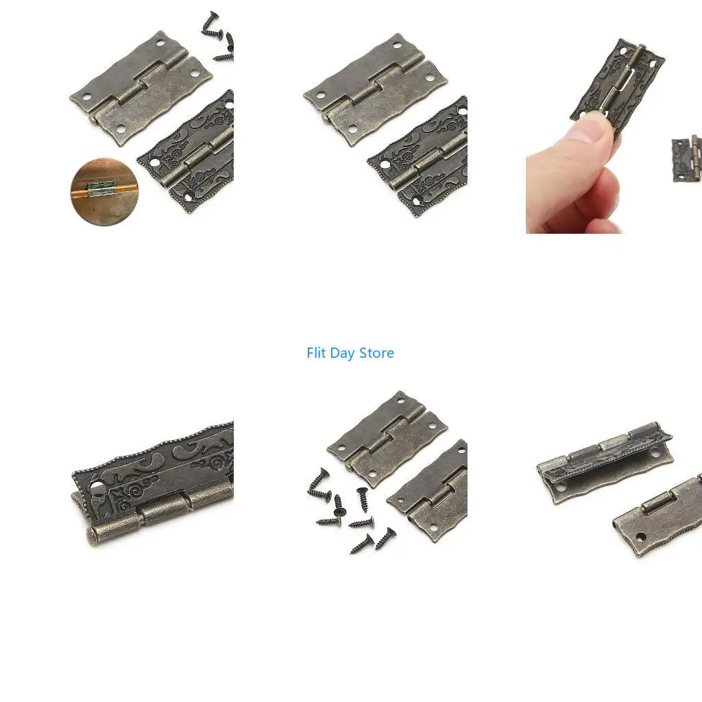 F92C 2x Antique Bronze Cabinet Furniture Door Drawer Jewellery Box Hinges 35x28mm