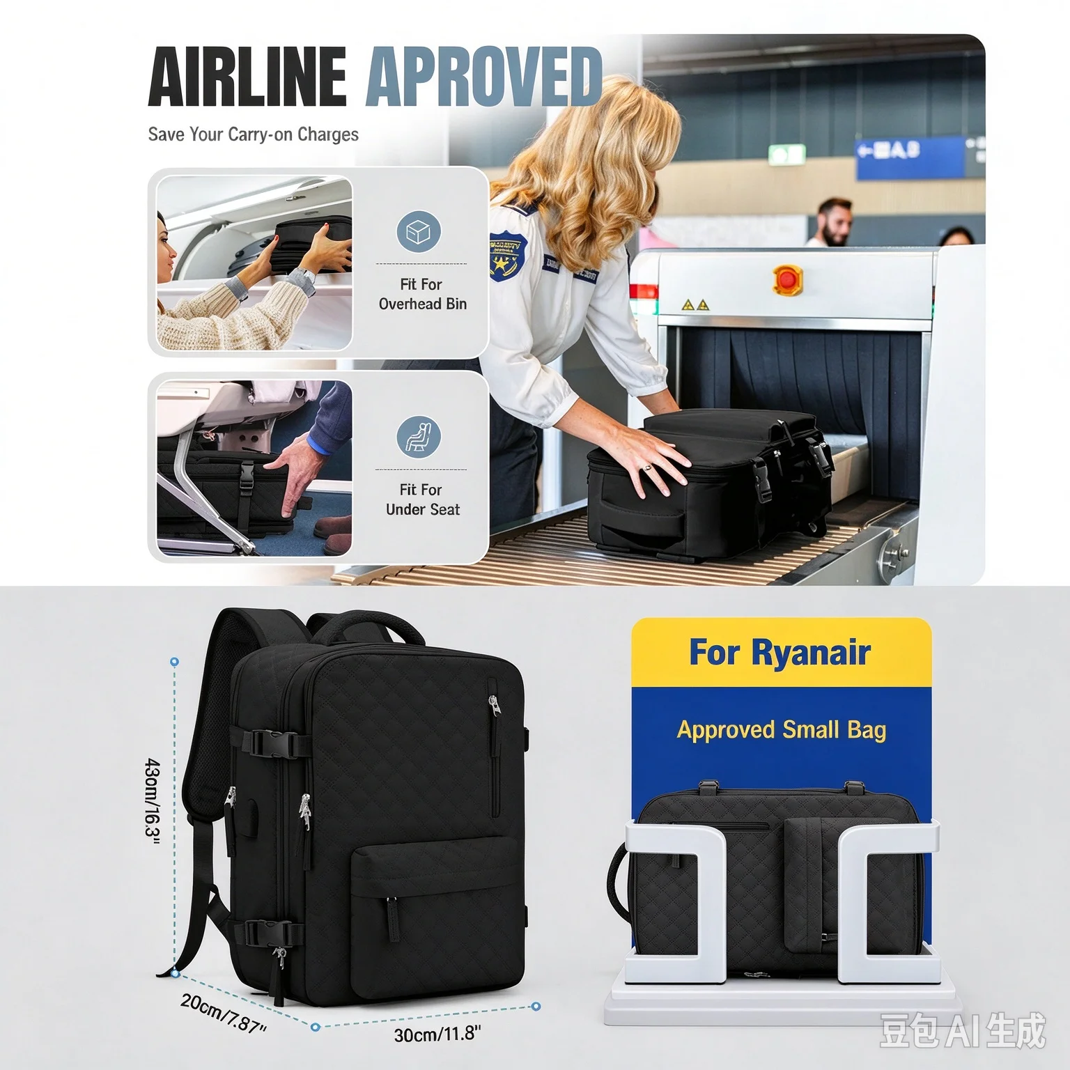 Vacuum Backpack, Ryanair Backpack Hand Luggage 40x30x20 Travel Backpack for Men, Travel Vacuum Bags with Pump, Suitcase Backpack