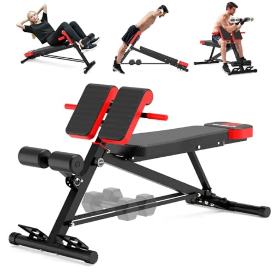 Adjustable Weight Bench Multi-Functional Roman Chair for Full All-in-One Body Workout Hyper Back Extension and Sit Up
