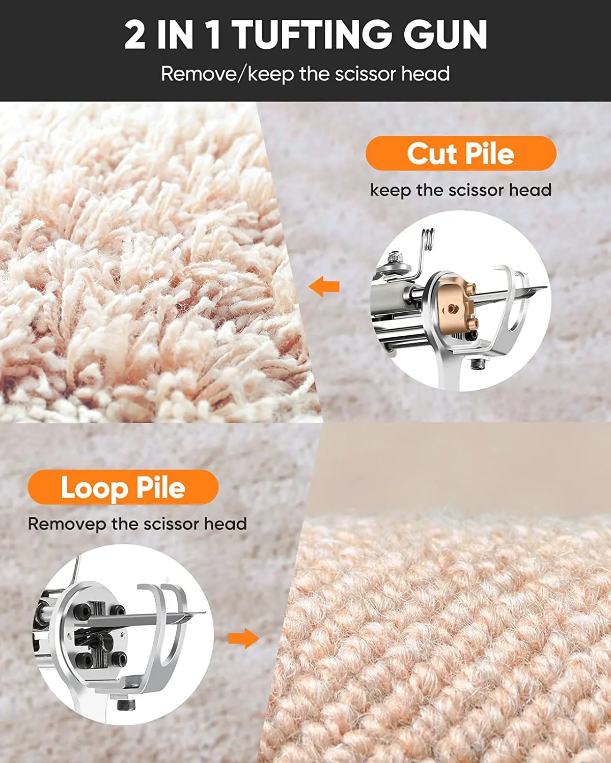 Imagem -04 - Kit Tufting Gun com Aparador para Tapete em Pilha de Corte e Pilha Loop Ferramentas Diy