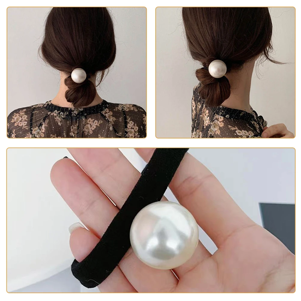 6 szt. Gumek do włosów z perłami, elastyczne sznurki dla kobiet, do włosów cienkich, grubych i kręconych, bezszwowe gumki do kucyków, akcesoria do włosów warkoczy.