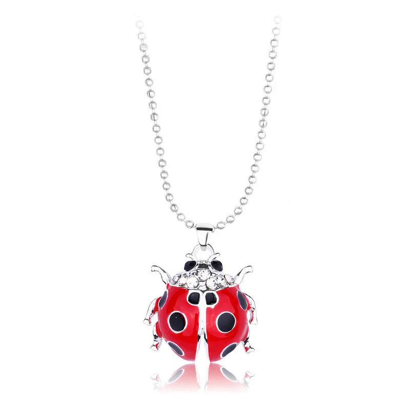 Luoluo&baby Cartoon Ladybug Shape Pendant Charm Necklaces Cute Insect Jewelry Lovely Necklace Gifts For Kids