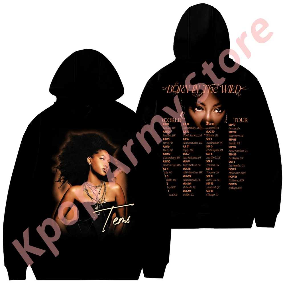 

Толстовки Унисекс Tems Born In The Wild 2024 Tour Merch, модные повседневные толстовки с длинным рукавом для косплея