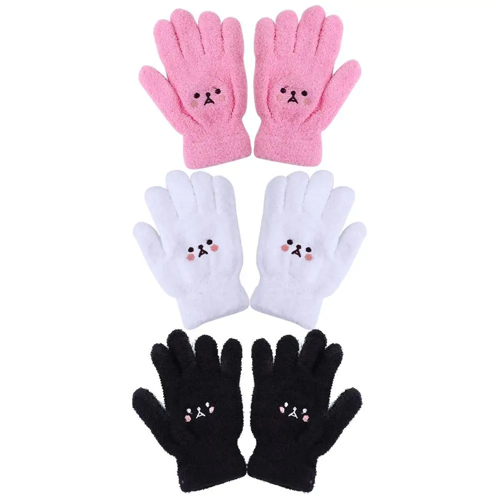 Soft Cute Bear Knitted Gloves Driving Gloves Smile Touch Screen Gloves Full finger Gloves Wool Mittens Female Gloves