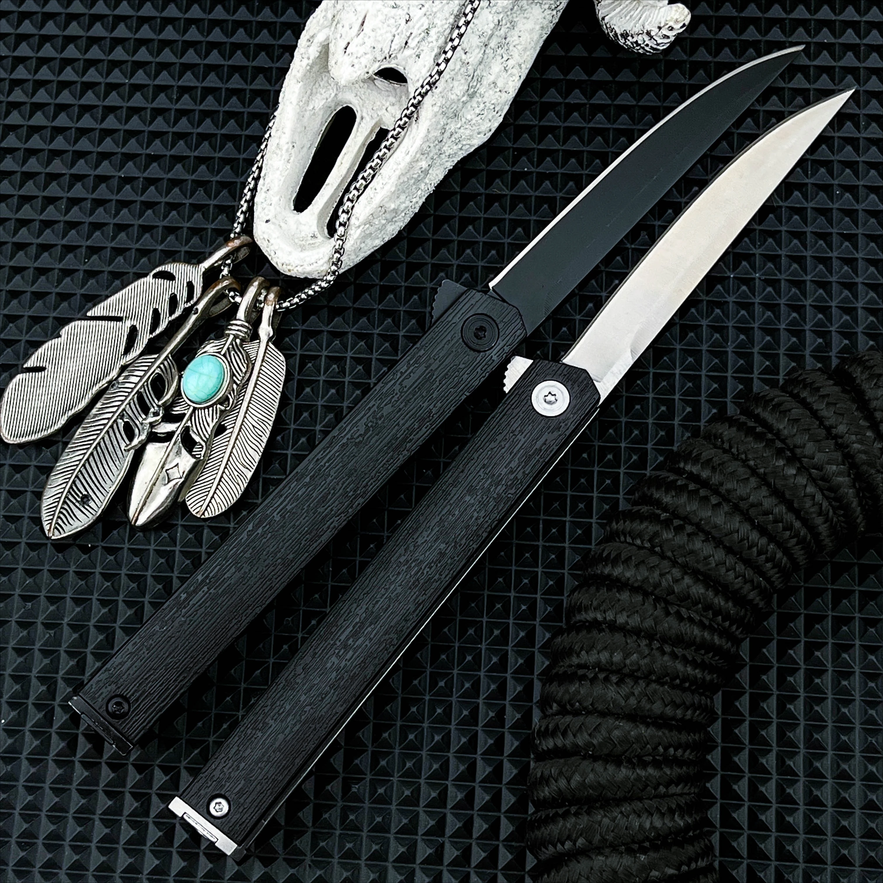 7097 Pocket Folding Knife 8Cr13Mov Blade Nylon Fiberglass Handle Portable Outdoor Hiking Wild Fishing Survival Emergency Tool