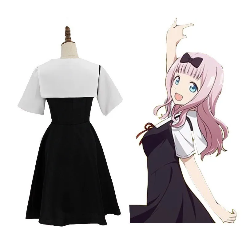 Anime shinomiya kaguya cosplay traje kaguya-sama amor é guerra fujiwara chika perucas anime vestidos de mulher traje de halloween