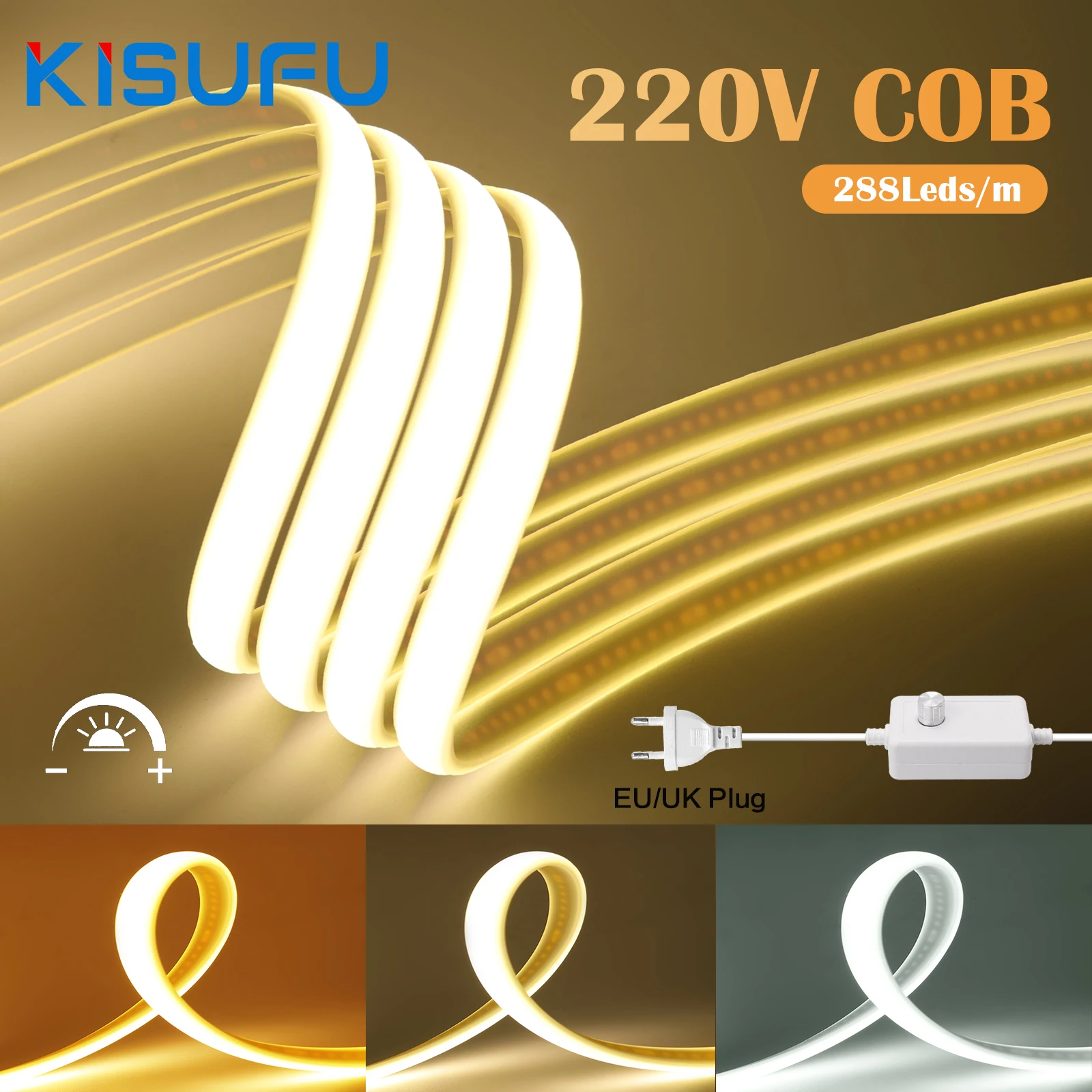 Светодиодная неоновая лента COB с регулируемой яркостью, 220 В, 230 В, супер яркая, 288 светодиодов/м, IP67, клейкая неоновая полоса для молока, вилка Великобритании/ЕС, домашний декор для сада Светодиодная неоновая лента COB с регулируемой яркостью, 220 В, 230 В, супер яркая, 288 светодиодов/м, IP67, клейкая неоновая полоса для молока, вилка Великобритании/ЕС, домашний декор для сада