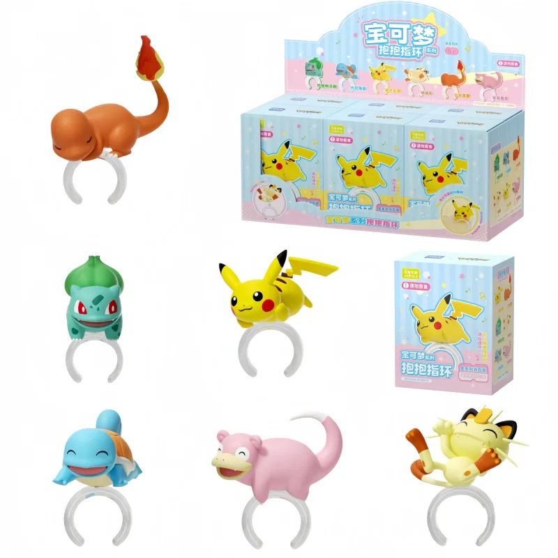 

Pokemon Anime Blind Box Pikachu Meowth Squirtle Genuine Action Figures PVC Model Cartoon Ring Fingertip Doll Toy Birthday Gifts
